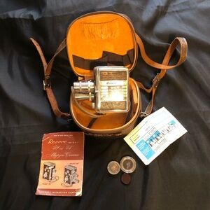 Revere 8mm Movie Camera with Leather Case and 3 UV lenses